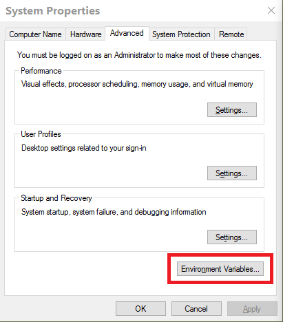 setting Environment Variables step 2