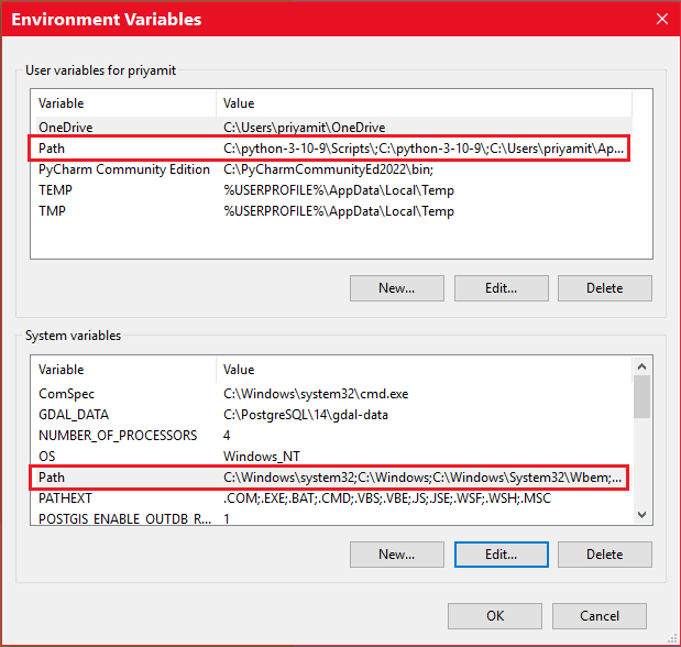 setting Environment Variables step 3