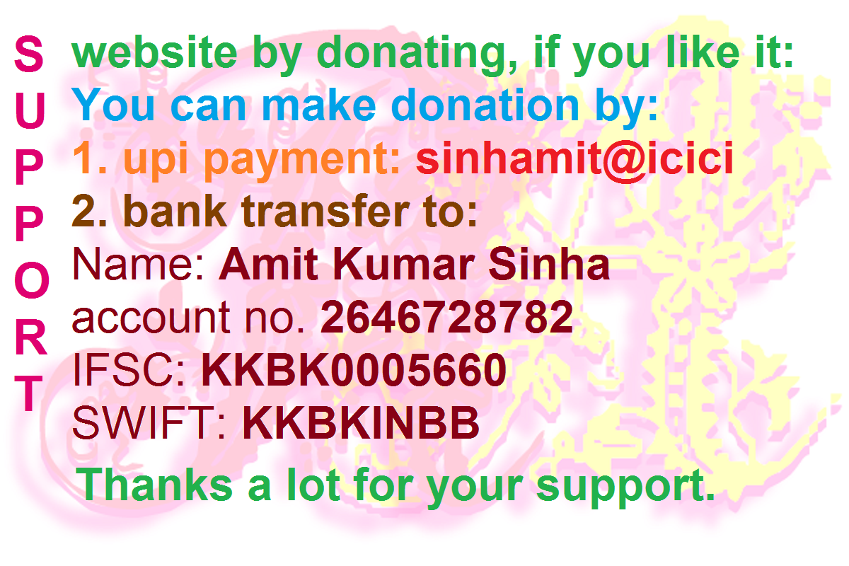 payment by upi: sinhamit@icici or payment by bank account name: amit kumar sinha, account number: 2646728782 IFSC code: KKBK0005660 SWIFT: KKBKINBB