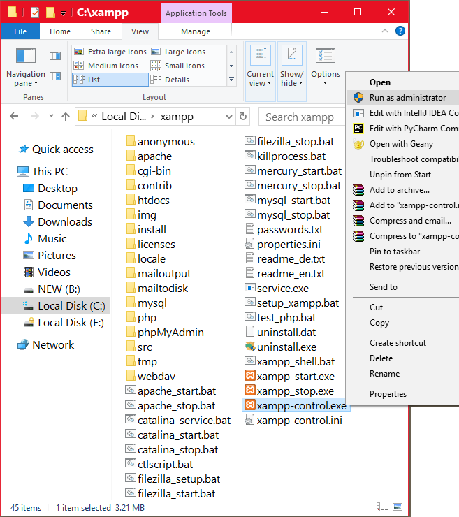 xampp स्थापना चरण 13